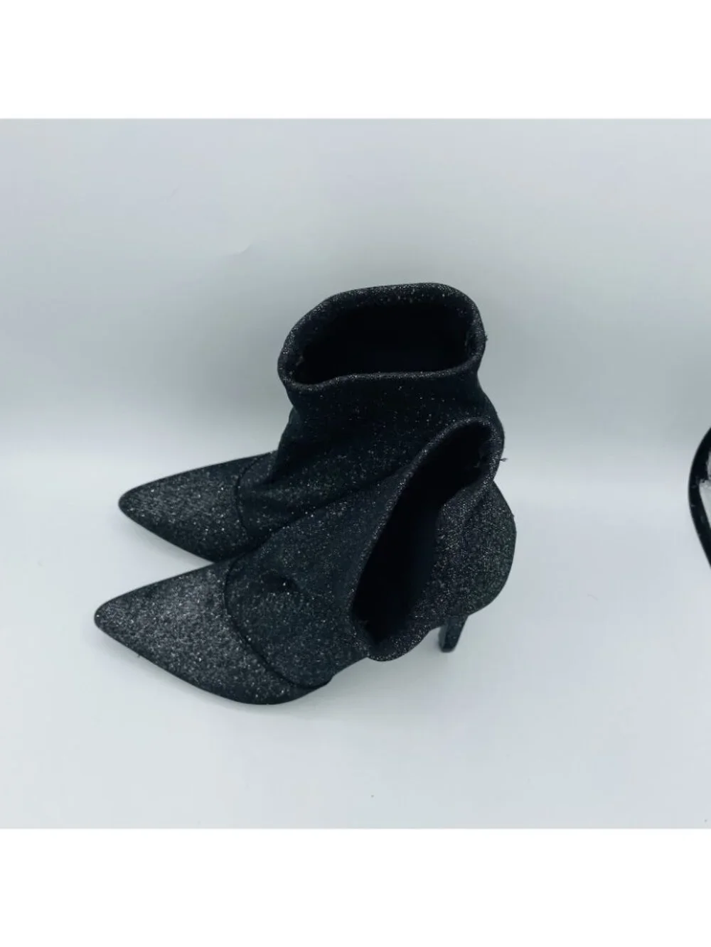 Baash Shoes Womens Size 7 Black Shiny Sparkly Glitter Ankle Booties Heels